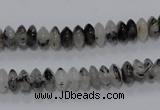 CRU65 15.5 inches 4*8mm rondelle black rutilated quartz beads