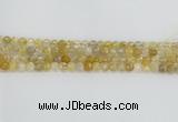 CRU667 15.5 inches 6mm faceted round golden rutilated quartz beads