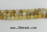 CRU669 15.5 inches 10mm faceted round golden rutilated quartz beads