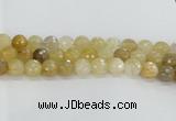 CRU670 15.5 inches 12mm faceted round golden rutilated quartz beads