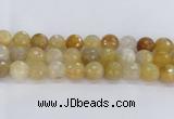 CRU671 15.5 inches 14mm faceted round golden rutilated quartz beads