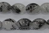 CRU72 15.5 inches 12*16mm rice black rutilated quartz beads wholesale