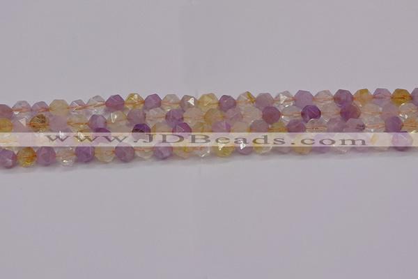 CRU771 15.5 inches 6mm faceted nuggets lavender amethyst & citrine beads