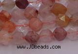 CRU776 15.5 inches 6mm faceted nuggets mixed rutilated quartz beads