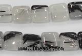 CRU85 15.5 inches 12*12mm square black rutilated quartz beads