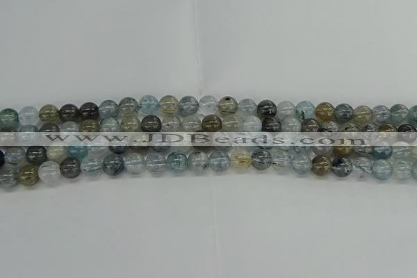 CRU852 15.5 inches 8mm round blue rutilated quartz beads