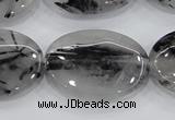 CRU89 15.5 inches 22*30mm oval black rutilated quartz beads wholesale