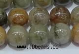 CRU904 15.5 inches 12mm round green rutilated quartz beads wholesale