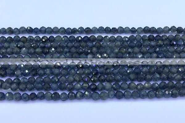 CRZ1173 15 inches 4mm faceted round sapphire beads