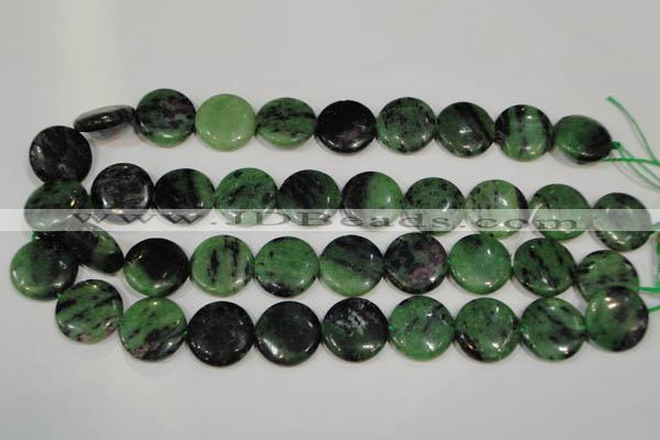 CRZ474 15.5 inches 20mm flat round ruby zoisite gemstone beads