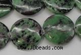 CRZ57 15.5 inches 22mm flat round ruby zoisite gemstone beads