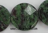 CRZ718 15 inches 30mm faceted coin ruby zoisite gemstone beads