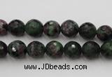 CRZ740 15.5 inches 9mm faceted round ruby zoisite gemstone beads