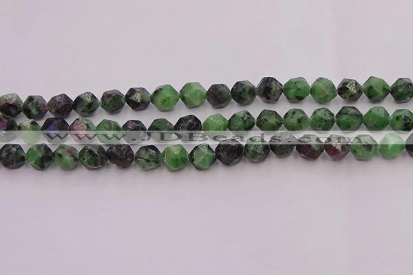 CRZ763 15.5 inches 10mm faceted nuggets ruby zoisite gemstone beads