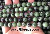 CRZ783 15.5 inches 10mm faceted round ruby zoisite beads wholesale