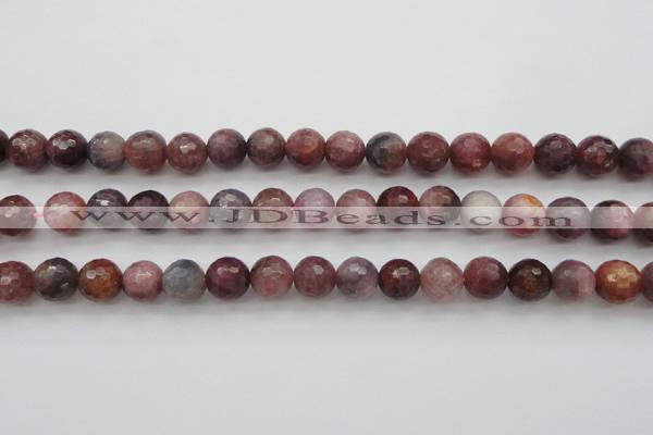 CRZ852 15.5 inches 8mm faceted round natural ruby gemstone beads