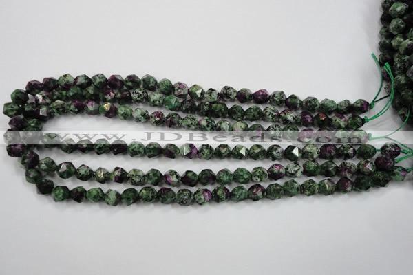 CRZ901 15.5 inches 6mm faceted nuggets Chinese ruby zoisite beads