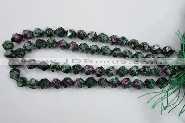 CRZ903 15.5 inches 10mm faceted nuggets Chinese ruby zoisite beads