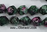 CRZ904 15.5 inches 12mm faceted nuggets Chinese ruby zoisite beads