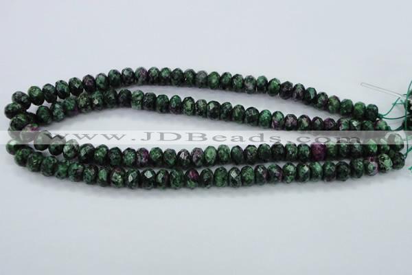 CRZ911 15.5 inches 6*10mm faceted rondelle Chinese ruby zoisite beads