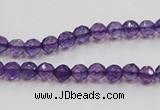 CSA12 15.5 inches 4mm faceted round synthetic amethyst beads