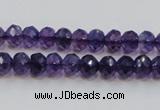 CSA20 15.5 inches 6*8mm faceted rondelle synthetic amethyst beads