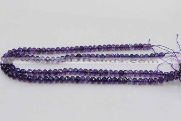 CSA20 15.5 inches 6*8mm faceted rondelle synthetic amethyst beads