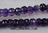 CSA21 15.5 inches 6*10mm faceted rondelle synthetic amethyst beads