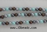 CSB1000 15.5 inches 4mm round mixed color shell pearl beads