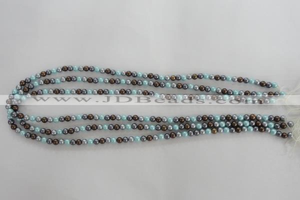 CSB1000 15.5 inches 4mm round mixed color shell pearl beads