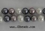 CSB1030 15.5 inches 8mm round mixed color shell pearl beads