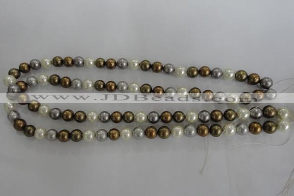 CSB1032 15.5 inches 8mm round mixed color shell pearl beads