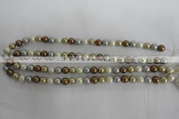 CSB1041 15.5 inches 8mm round mixed color shell pearl beads