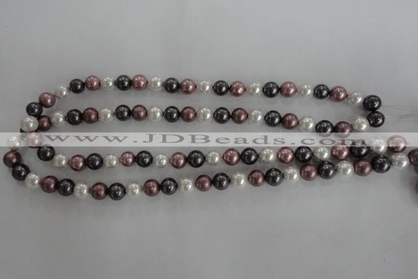 CSB1045 15.5 inches 8mm round mixed color shell pearl beads