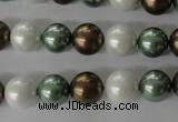 CSB1055 15.5 inches 10mm round mixed color shell pearl beads