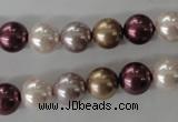 CSB1059 15.5 inches 10mm round mixed color shell pearl beads