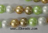 CSB1062 15.5 inches 10mm round mixed color shell pearl beads