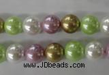 CSB1063 15.5 inches 10mm round mixed color shell pearl beads