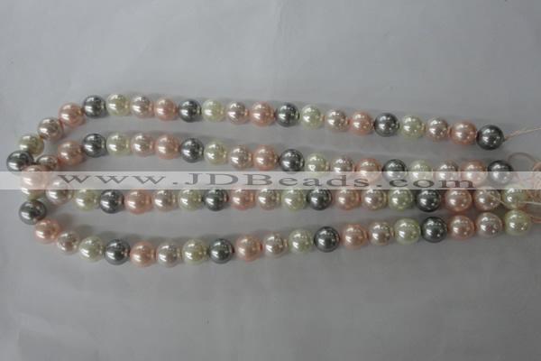 CSB1066 15.5 inches 10mm round mixed color shell pearl beads