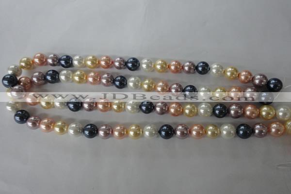 CSB1067 15.5 inches 10mm round mixed color shell pearl beads