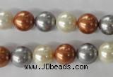 CSB1073 15.5 inches 10mm round mixed color shell pearl beads