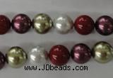 CSB1075 15.5 inches 10mm round mixed color shell pearl beads