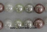 CSB1080 15.5 inches 12mm round mixed color shell pearl beads