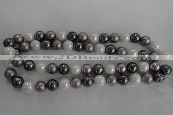 CSB1082 15.5 inches 12mm round mixed color shell pearl beads