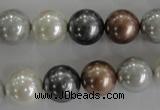 CSB1084 15.5 inches 12mm round mixed color shell pearl beads