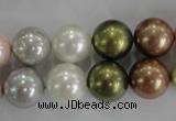 CSB1085 15.5 inches 12mm round mixed color shell pearl beads