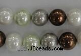 CSB1090 15.5 inches 12mm round mixed color shell pearl beads