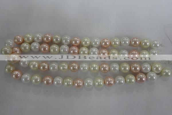 CSB1092 15.5 inches 12mm round mixed color shell pearl beads