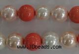 CSB1096 15.5 inches 12mm round mixed color shell pearl beads