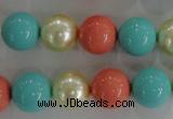 CSB1097 15.5 inches 12mm round mixed color shell pearl beads